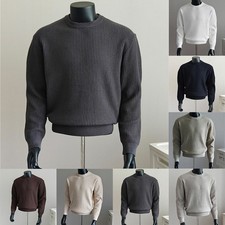 Loose Fit Sweater for Men Winter Knitted O Neck Long Sleeve Casual Pullover