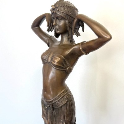 Bronze Sculpture Female Dancer Woman Marble SCARAB Chiparus Art Statue Dancer