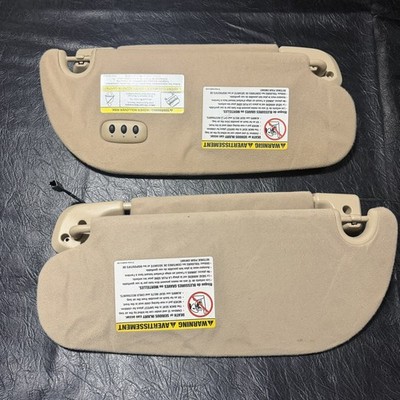 2007-2014 Ford Expedition Sun Visor Pair Left Right Set Lighted Beige Tan OEM