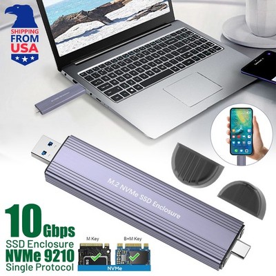 10Gbps M.2 NVMe SSD Enclosure Tool-Free for 2230 2280 USB C USB 3.0 Portable New