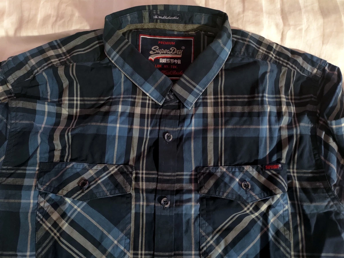 Camicia Da Uomo Superdry Con Logo Vintage, Colore Eclipse Navy/grey Marl, Girocollo, Cotone