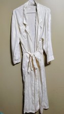 VTG Victorias Secret Midi Kimono Satin Robe Ivory Jacquard Floral Gold Label M/L