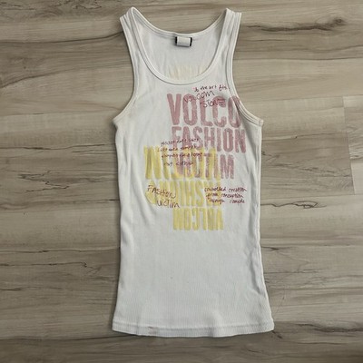 Valcom Tank Top White Y2K  Fashion Victim  Size Medium Vintage Streetwear