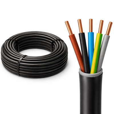 NYY-J 5x6 mm² 40m Meter Erdkabel Erdleitung Elektrokabel Starkstromkabel 5G6 DJ