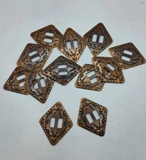 12 Bronze Diamond Metal Western Slotted Conchos Bolo Belt Leather Crafts