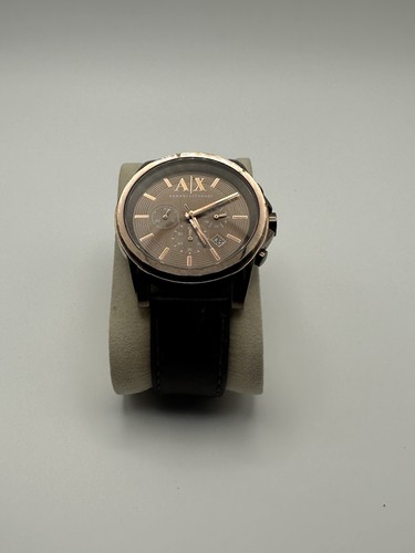 AX Armani Exchange Watch Chronograph Dark Brown Leather Strap Ax2090 New Battery - Picture 5 of 12