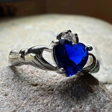 Claddagh Ring Irish Ireland Gift Ladies Promise Love Blue Girls Ring 925