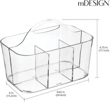 mDesign Clear Plastic Storage Organizer Caddy Bin Tote Pack of 1 Cutlery Crafts