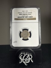 1865 3 Cent Nickel VF-20 NGC 15% Off Center