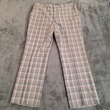 Vintage Major Slacks Pants Men 36x30 Plaid Trousers Retro Talon Zipper USA 70s