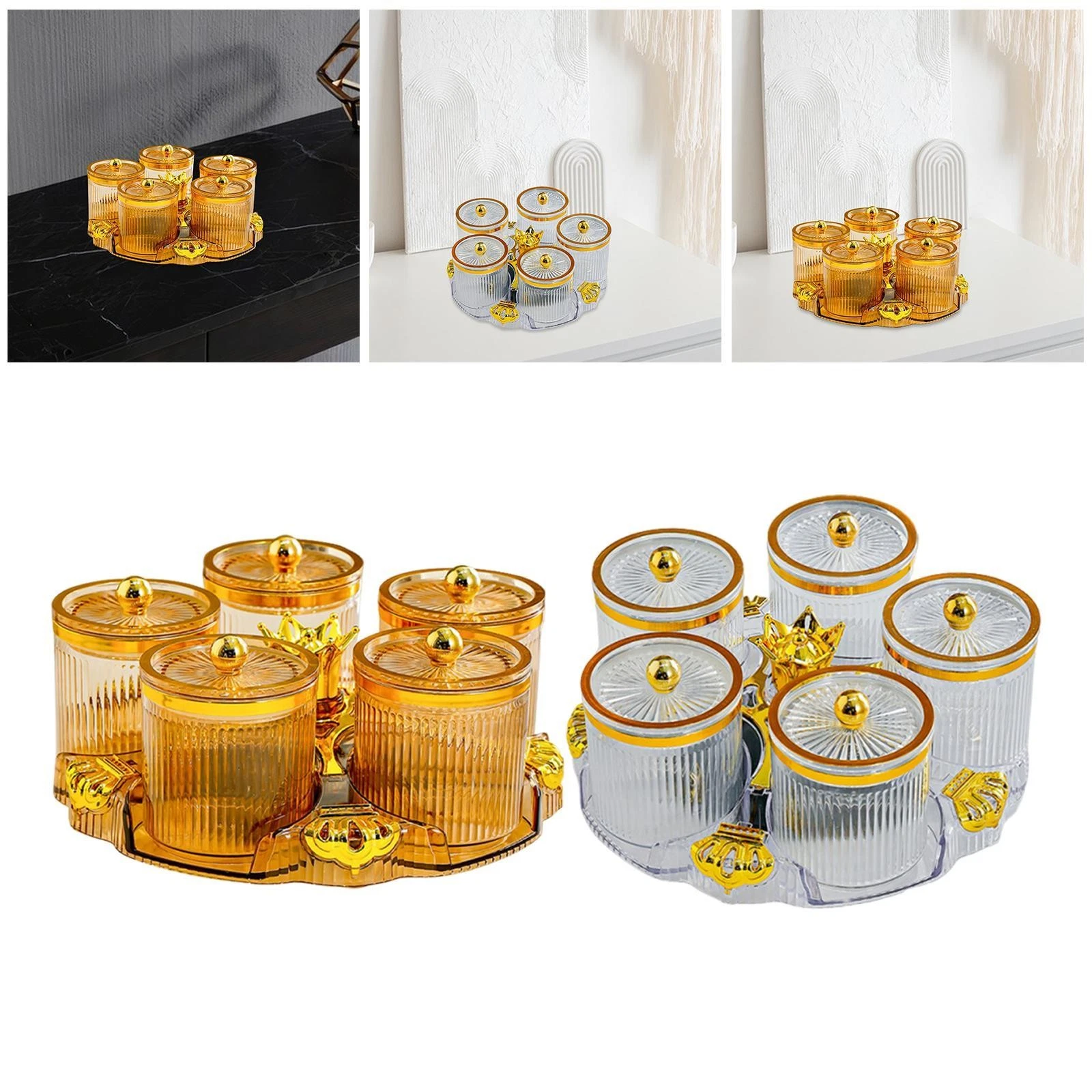 Condiment Jars 5 Compartments Multipurpose Kitchen Storage Food Containers