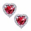 thumbnail 5 - Sterling Silver Heart Cut AAA Created Red Ruby Pendant Necklace &amp; Earrings Set