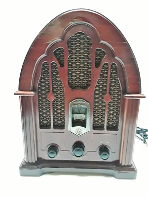 Vintage GE Wood Cathedral AM/FM Radio Replica 1923 Model 7