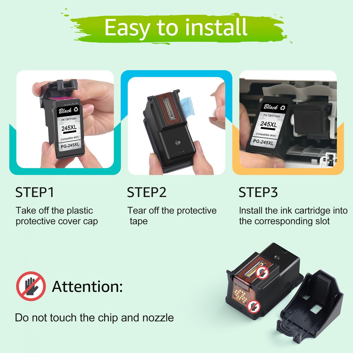 Inchiostro Compatibile Per Stampanti Hp 2 Cartucce Di Inchiostro Nero PG-245XL Per Canon PIXMA - Rigenerate, Garanzia 1 Anno Pg 545 Canon