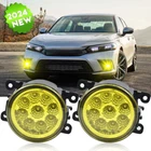 Pair Front Bumper Fog Light Driving Lamp Yellow LH+RH For Honda Civic 2022 2023