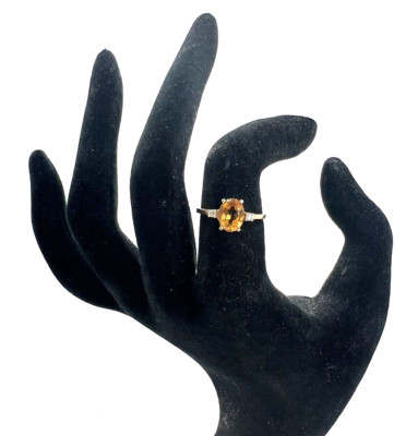 Massiver 14K Plumb Gelbgold Magic Glo Citrin und Diamant Akzent Ring Größe 6,25