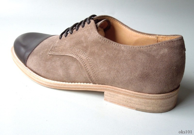 FACONNABLE brown suede leather cap toe oxfords dress shoes  display picture 3