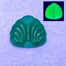 Vintage Art Deco Uranium Cabochon Sew On Jade Green Pressed Glass 1939s Czech G3