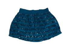  50 Justice Kid's Girl's Solid Blue Elastic Sequin Stripe Mini Skort Size 10