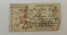 1961 New York Giants vs Baltimore Colts Ticket Stub Johnny Unitas 5TDs HOF