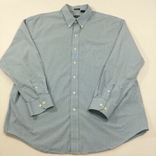 IZOD Easy Care Blue Plaid Cool Cotton Long Sleeve Button Down Shirt Mens XL