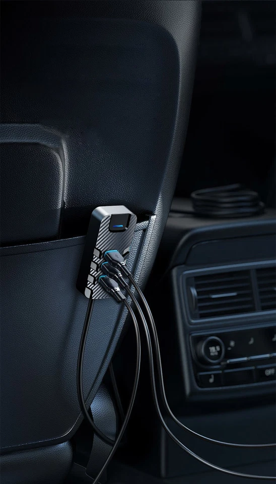 6 Port Car Charger Front Rear Seat USB Type-C Fast Charge Adapter For Cell Phone - Image 4 of 4