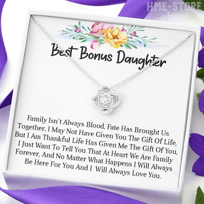 Best Bonus Daughter Necklace Love Knot Pendant Step-Daughter