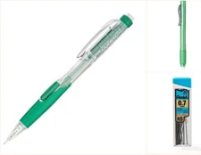Pentel Twist-Erase Click Pencil Kit 0.7mm Lead Clic Eraser Green School Office