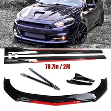 Front Bumper Lip Splitter Spoiler Glossy Black +Red For Dodge Dart Body Kit