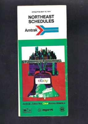 AMTRAK USA NATIONAL RAILROAD NORTHEAST SCHEDULES 5/19/74 EXPO 74 TURBOLINER