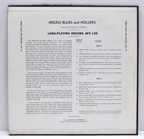 NEGRO BLUES AND HOLLERS Vinyl LP Library Of Congress AFS L59 - Picture 2 of 4
