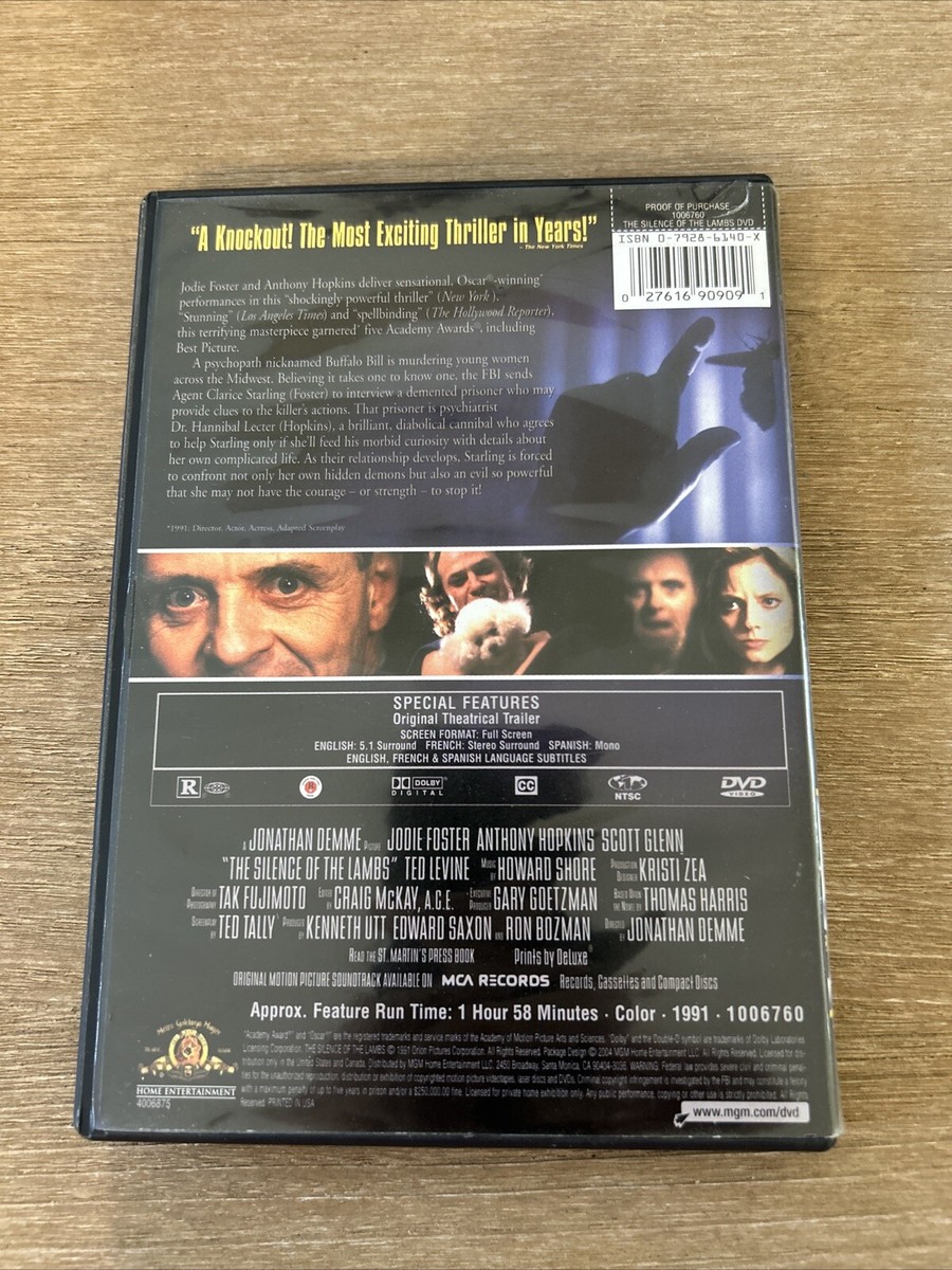 The Silence Of The Lamb (DVD) (VG) (W/Case) 27616909091| eBay