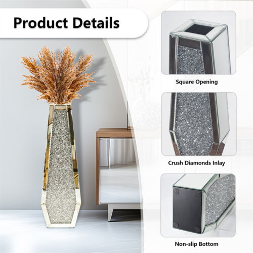 Groß Blumenvase Höhe 68 cm Funkelnde Verspiegelte Kristallvase Vase, Wohnzimmer - Bild 18 von 26