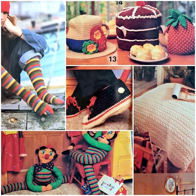 1970s Cake Pineapple Toy Sneakers Striped Socks Frog Patons C41 Knitting Pattern