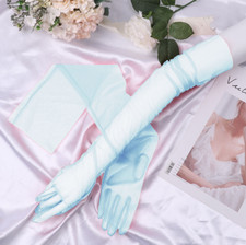 Sky Blue Gloves Extra Long 70cm Transparent Tulle Burlesco Pinup Retro