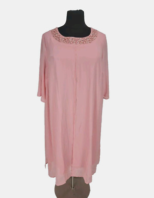 CATHERINES Women Two Layer Sheer Maxi Dress Plus Size Petti 3XWP Crew Neck 197P