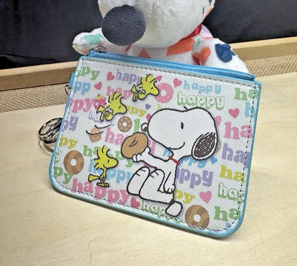 Nuevo Snoopy Dibujos Animados Perros Llavero Tarjetero ID Cremallera Cartera Azul Foto 3 de 4