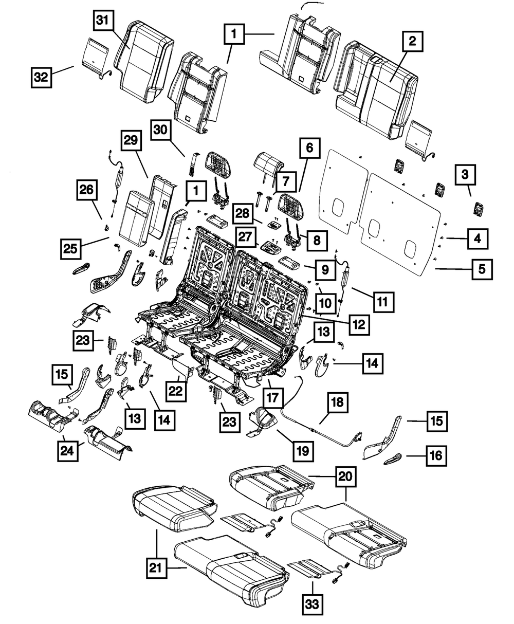 Genuine Mopar Rear Seat Cushion Cover Right 5PK62DX9AB