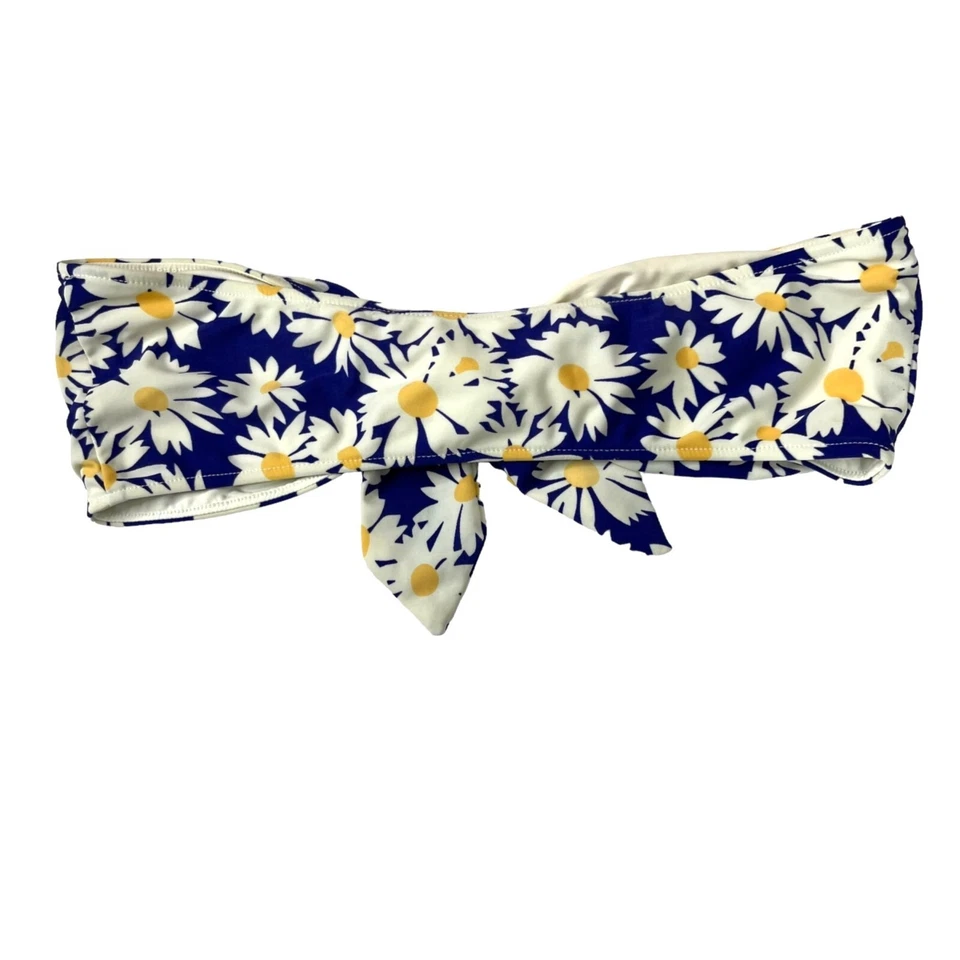Top de baño Rachel Pally para mujer azul blanco floral corbata frontal sin tirantes talla S Foto 4 de 4