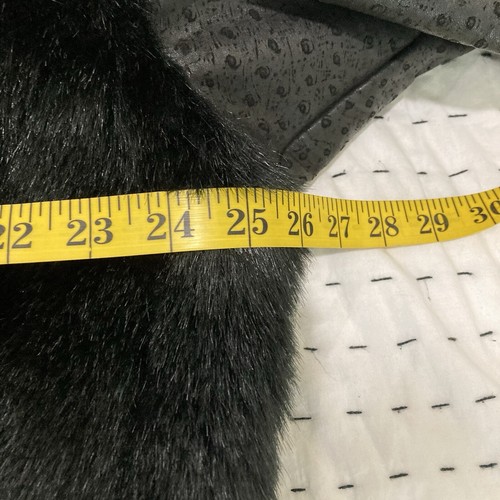 Vintage D’Esprit Black Plush Jacket Coat Faux Fur Faux Ostrich Leather Size 10 - Picture 8 of 13
