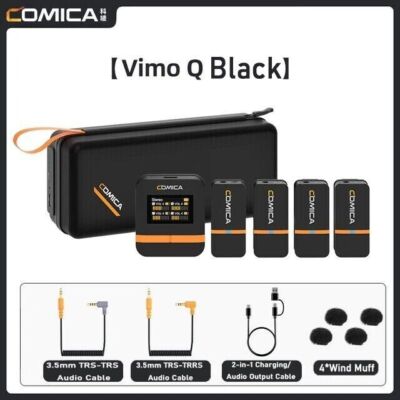 Comica Vimo Q 2,4 g kabelloses Lavalier-Mikrofonsystem 4 * Sender 1 * Empfänger