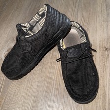 Hey Dude Shoes Black American Flag Kids Youth Size 1 - L2 Slip On Comfort
