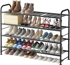 Shoe Rack Long 4 Tier Shoe Storage Organizer Metal Wide Shoe