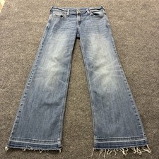 Ariat Leah 3D Wide Leg Trouser Jeans Womens Size 30S Faded Whiskered Rodeo Ranch
