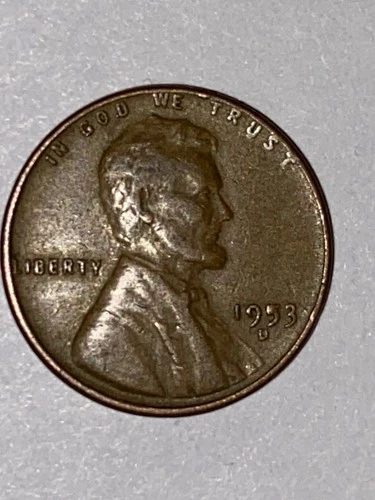1953D Wheat Penny Mint Error,Die Chip Filled 5 In Date,See Scoped Photos