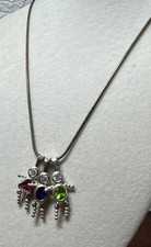 Sterling Silver 925 Birthstone Babies Children Charms Chain 28" Necklace -Italy