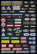 FE KIT STICKERS A3 KIT SPONSOR TECNICI MOTO CROSS MX QUAD DUNLOP AKRAPOVIC