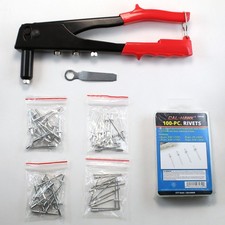 4-in-1 Hand Riveter Pop Rivet Gun Tool Kit 160 Rivets 4 Nosepiece Set