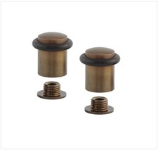 0.79x1.14 Inch EVI Rustic Brass Floor Door Stopper Screw Rubber Bumper 2 PCS