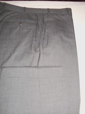 (TA369) BNWOT Zanella ULTRA LGHT SILKY WOOL DARK GRAY Flat CHK PANTS- 38 X 31